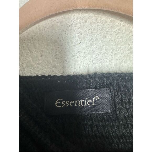 Essentiel Women’s Wool Blend Ponch Black Ribbed One Size - Picture 4 of 9